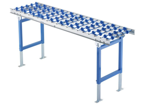 Torwegge Röllchenbahn mit Kunststoffröllchen, Rahmen U-Profil 20/70/20 x 2 mm, Bahnlänge 2000 mm, Teilung 150 mm, Nutzbreite 300 mm, 0052295