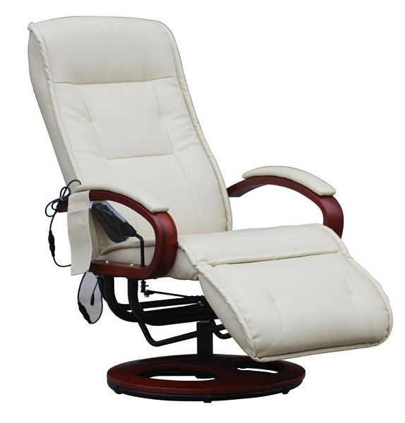 Mendler Relaxliege ARLES II Relaxsessel MIT Massage, Massagesessel, Leder, creme, 12709