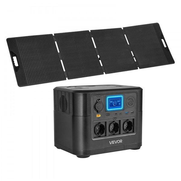 VEVOR Tragbare Powerstation, 200W-Solarpanel, 1800W-Solargenerator, 1008Wh LiFePO4-Akku, 9 Ausgänge, für Notfälle, Camping, DXCNDYTJ1200T987R001V2