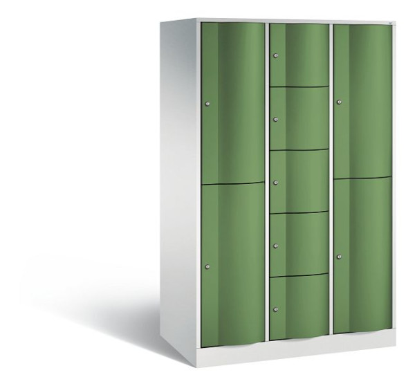 C+P Schließfachschrank Resisto, 9 Fächer, H1950xB1148xT640 mm, Grau/Resedagrün, 8070-3730 S10031