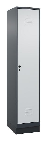 C+P Umkleidespind Classic PLUS mit Mitteltrennwand, Sockel, 1950x400x500mm, 7016/7035, Drehriegel, 080020-12F S10013