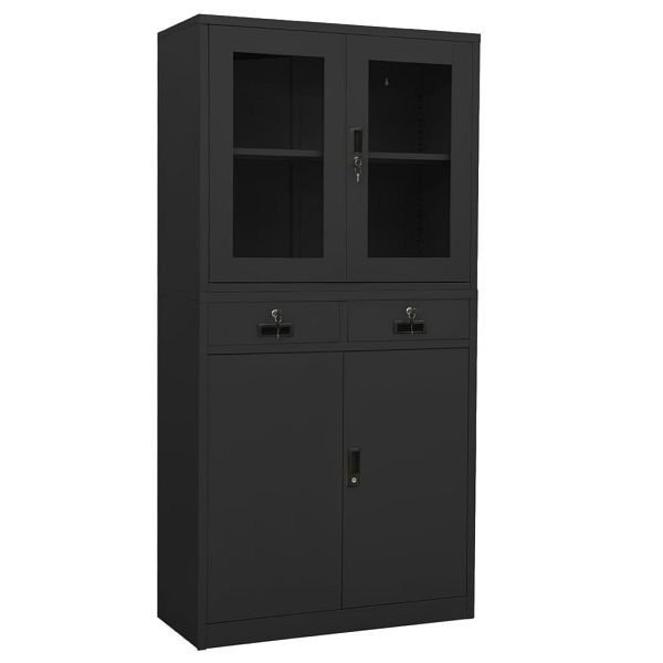 vidaXL Büroschrank Anthrazit 90x40x180 cm Stahl gehärtetes Glas, 336424