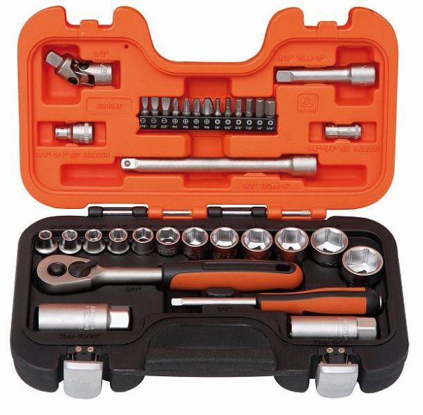 Bahco Steckschlüssel-Satz 1/4"+3/8", 34-teilig, Zoll, S330AF