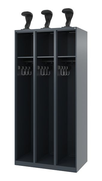 C+P Feuerwehrspind Evolo, Modell EXPERT, 3 Abteile, H1850B900T500 mm, Anthrazit, 0491015-30 S10004