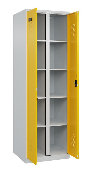 C+P Wäsche-Spind Evolo PLUS, 2 Abteile, 1850x600x500mm, 7035/1023, Verschluss Zylinderschloss, 049002-20B S10028