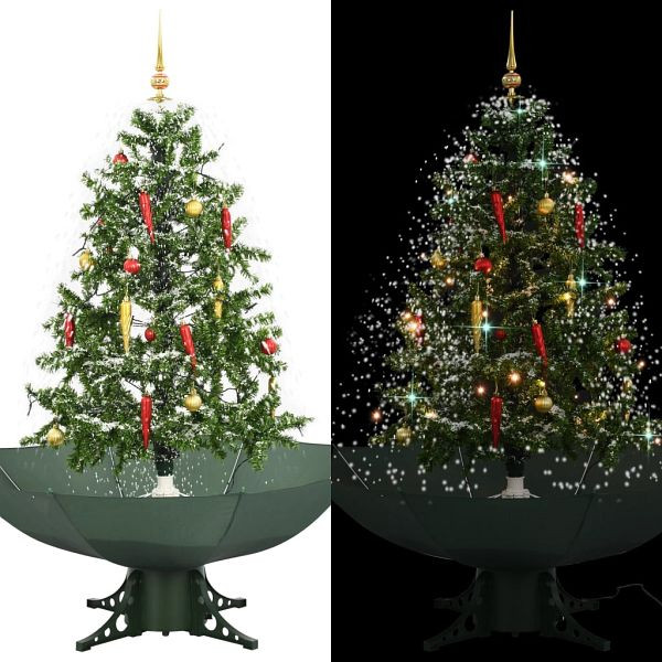 vidaXL Schneiender Weihnachtsbaum mit Schirmfuß Grün 140 cm, 284333