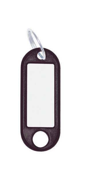 Eichner Schlüsselanhänger aus Kunststoff mit Ring 18 mm, inkl. Beschriftungsetikett, Farbe: Schwarz, VE: 1 Pack à 100 Stück, 9219-01383-100