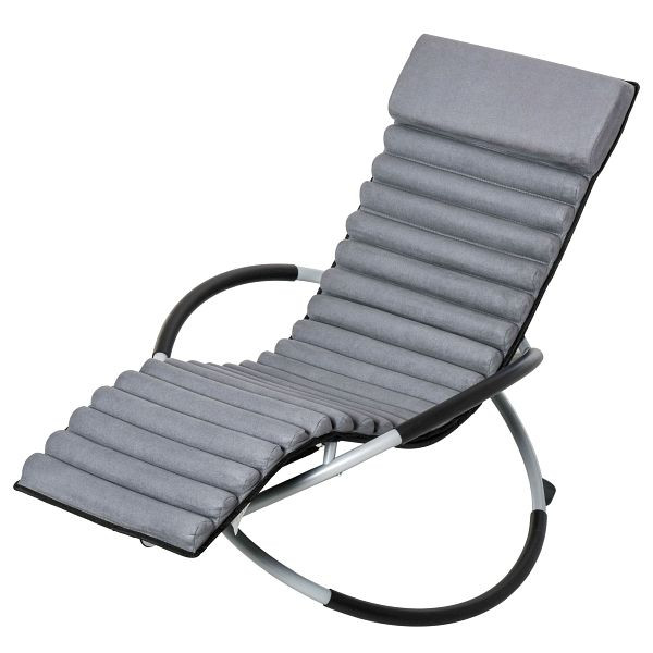 Outsunny Schaukelstuhl ergonomischer 2 In 1 Schwingsessel Gartenstuh Schaukelliege Metall Texteline kugelförmig Dunkelgrau 145 x 74 x 86 cm, 84A-159