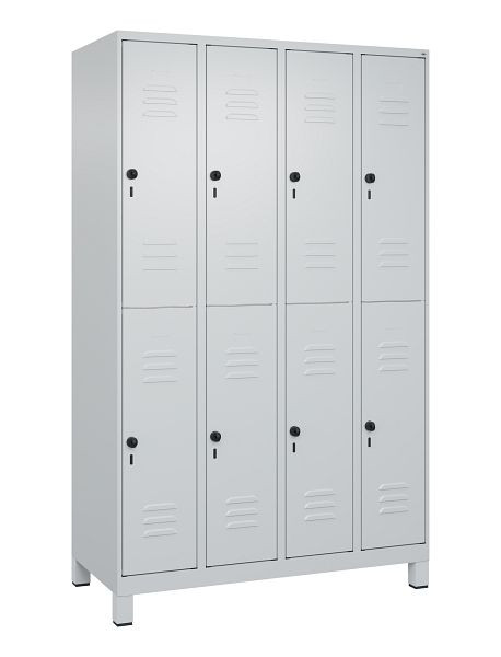 C+P Doppelstöckiger Spind Classic PLUS, Füße, 4 Abteile, 1950x1200x500mm, 7035/7035, 080310-40 S10009
