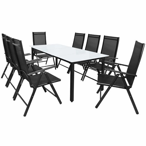 casaria Gartensitzgruppe Bern 9-tlg 8 Personen Anthrazit Alu Milchglas Glas, 993523