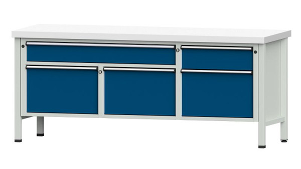 ANKE Werkbänke Kastenwerkbank, Modell 280 V, 2000 x 700 x 850 mm, RAL 7035/5010, KSP 50 mm, 304.506