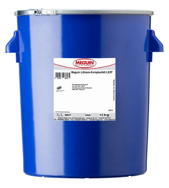 Meguin Lithium-Komplexfett LX2P, Eimer Kunststoff, VE: 15 kg, 8647