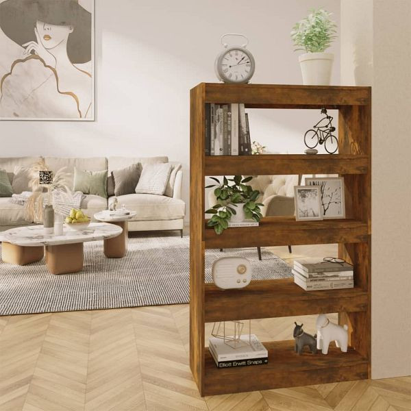vidaXL Bücherregal/Raumteiler Räuchereiche 80x30x135 cm Holzwerkstoff, 813620