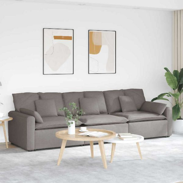 vidaXL Modulares Sofa mit Kissen Taupe, 3321092, 8721158641069