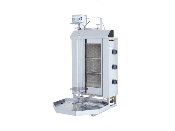 SGS Gastro Gas Dönergrill mit Motor oben, Gyrosgrill 3 Brenner, max. 30 kg, inkl. Flügeltüren, DS32