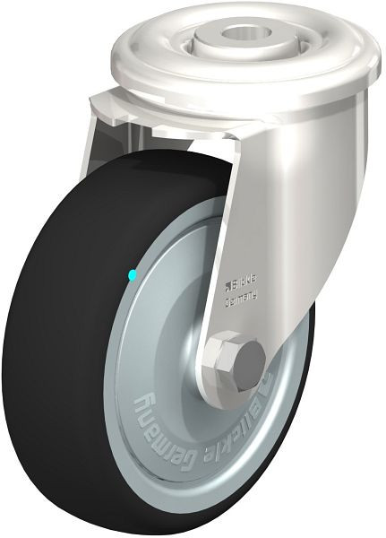 Blickle LEXR-PATH 100KD-FK Edelstahl-Lenkrolle mit Rückenloch, Thermoplastisches Polyurethan, Grau, 847100