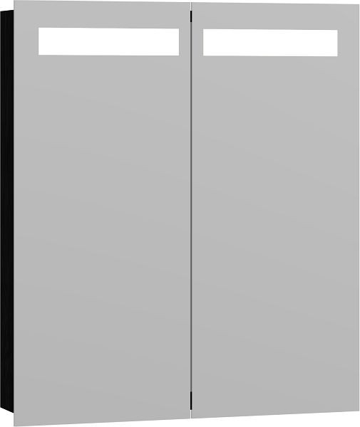 Scanbad Multo Global Spiegelschrank mit Licht, 2 Türen 70x60 cm Schwarz, Steckdose E, S436-129