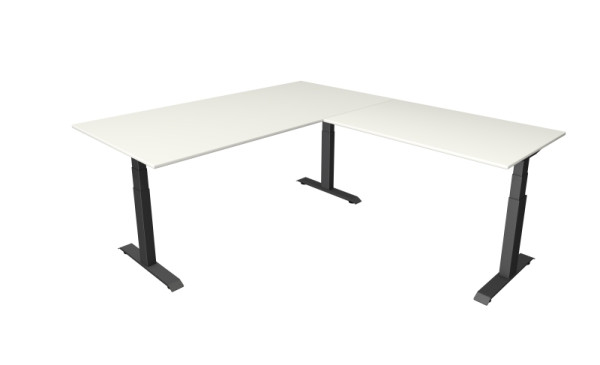 Kerkmann Sitz-/Stehtisch Move 4, B 2000 x T 1000 mm mit Anbauelement 1200 x 800 mm, elektrisch verstellbar von 640-1290 mm, Weiß, (Montage), 10083310-1