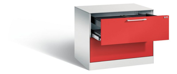 C+P Hängeregistraturschrank Asisto, H710xB800xT600mm, Farbe: Lichtgrau / feuerrot, Bügelgriff, 146273-212 S10102