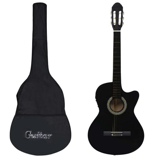 vidaXL 12-tlg. Western Gitarren-Set mit Equalizer und 6 Saiten Schwarz, 70139