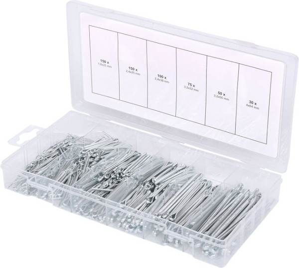KS Tools Sortiment Splinte, 1, 6x25, 4mm-4,0x63,5mm, 555-teilig, 970.0080