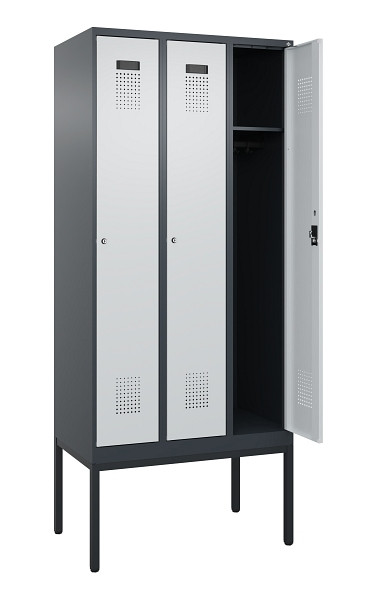C+P Spind Evolo PLUS, Gestell, 3 Abteile, 2120x900x500mm, 7016/7035, Verschluss Zylinderschloss, Ablageböden 3, 0490307-30 S10044