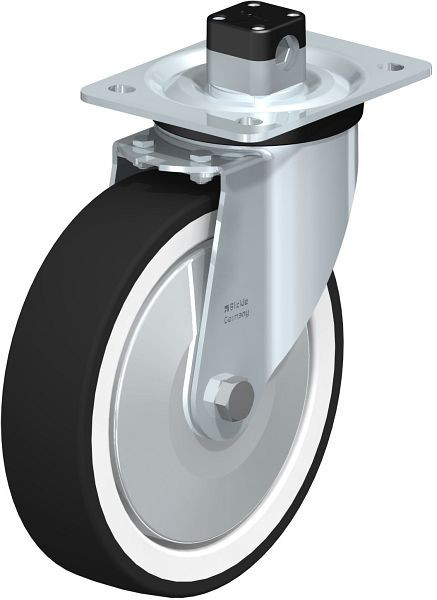 Blickle L-POTH 200K-CS11-FA Stahlblech-Lenkrolle, mittelschwere Ausführung, mit Anschraubplatte & Zentralfeststeller, Thermoplastisches Polyurethan, 852296