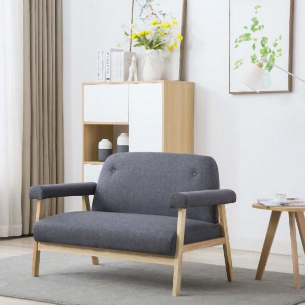 vidaXL 2-Sitzer-Sofa Stoff Dunkelgrau, schlicht, 246646