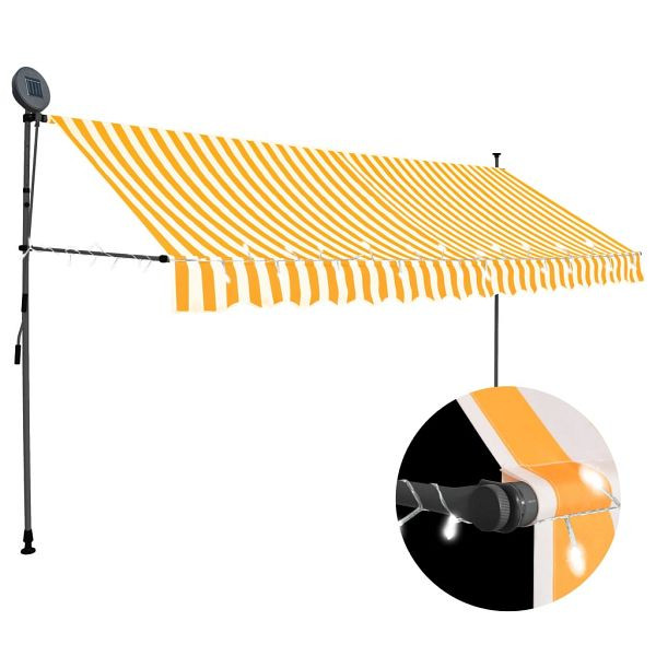 vidaXL Einziehbare Markise Handbetrieben mit LED 400 cm Weiß Orange, 145861