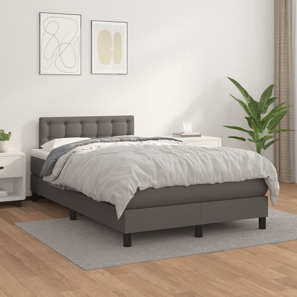vidaXL Boxspringbett mit Matratze Grau 120x200 cm Kunstleder, 3141117