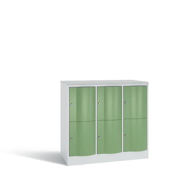 C+P XL-Schließfachschrank, 6 Fächer,H1077B1148T640mm,Grau/Resedagrün/DBSHellgrau, 8472-373 S10114