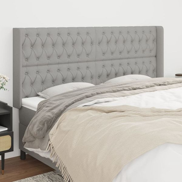 vidaXL Kopfteil mit Ohren Hellgrau 183x16x118/128 cm Stoff, 3119930