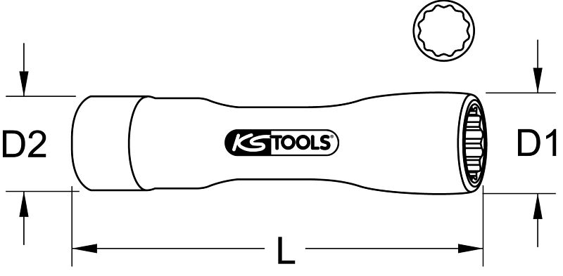 KS Tools Stecknuss 12mm – 3/8'' Lange Ausführung, Matt Verchromt, Für Handbetätigung