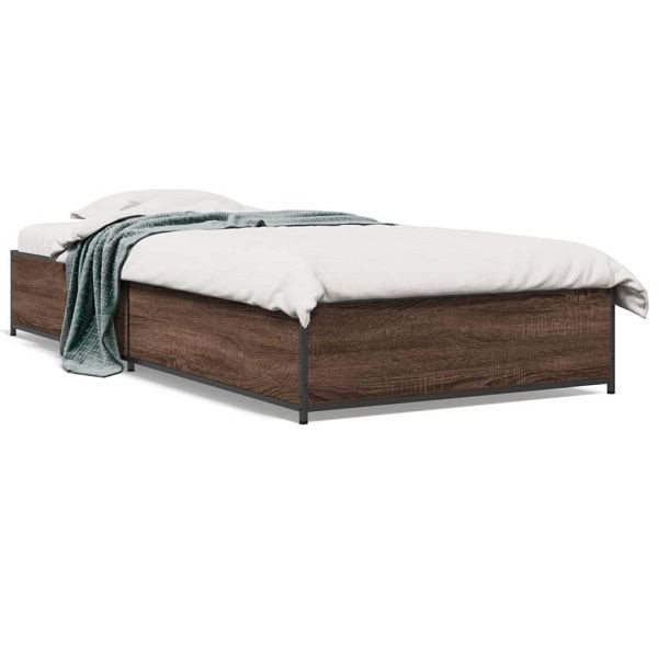 vidaXL Bettgestell Braun Eichen-Optik 75x190 cm Holzwerkstoff Metall, 845125