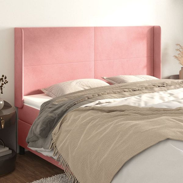 vidaXL Kopfteil mit Ohren Rosa 183x16x118/128 cm Samt, 3119365