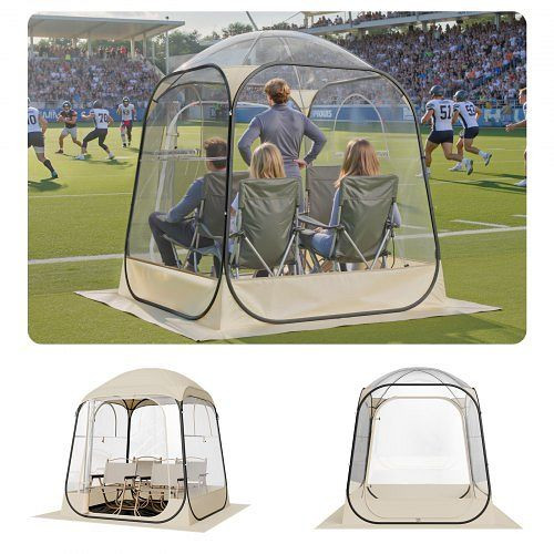 VEVOR Transparentes Pop-up-Zelt 160x160x182 cm, für 2–4 Personen, inkl. Bodenmatte & oberer Abdeckung, Outdoor-Bubble-Zelt, YDZ6363INCH05HLCZ001V0