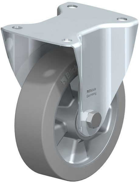 Blickle B-ALEV 160K-SG Stahlblech-Bockrolle, mittelschwere Ausführung, mit Anschraubplatte, Elastik-Vollgummi, Grau, 290163
