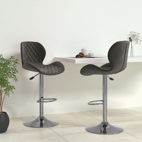 vidaXL Barhocker 2 Stück Dunkelgrau Samt, Top-Qualität, 334912