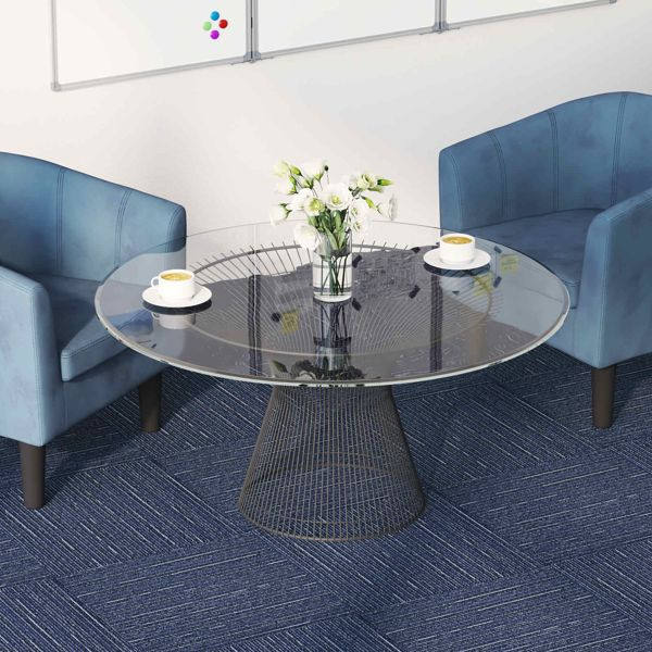 vidaXL Teppichfliese Gestreift Blau 50 x 50 cm 20-teilig PP und Bitumen, 42032478