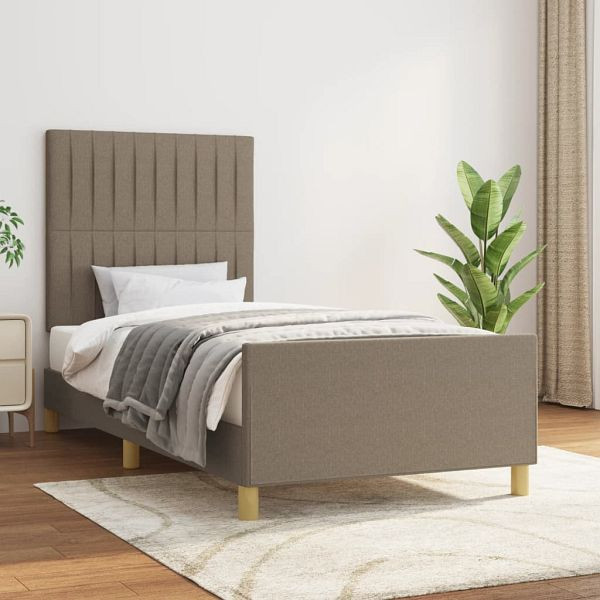 vidaXL Bettgestell mit Kopfteil Taupe 90x200 cm Stoff, 3125191