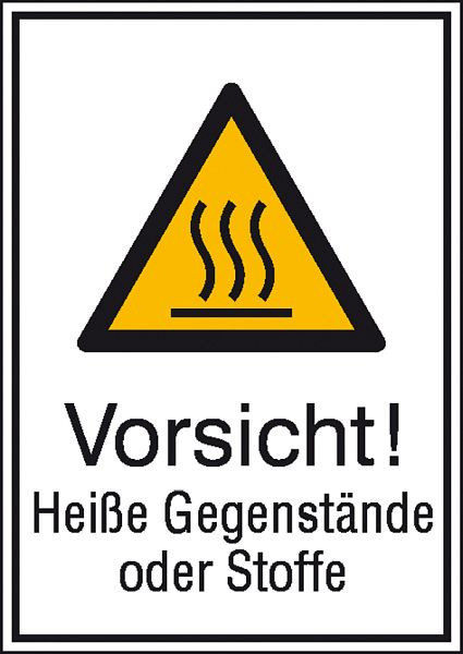 SafetyMarking Warn-Kombischild, Vorsicht! Heiße Gegenstände oder Stoffe, BxH 13,1x18,5 cm, Aluminium, 11.0440