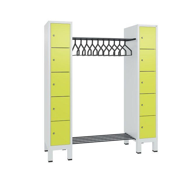 C+P Garderobe Evolo, 10 Fächer, H1850xB1591xT500 mm, Grau/Viridingrün, 48410-00 S10369
