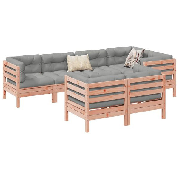 vidaXL 7-teilig Garten-Sofagarnitur mit Kissen Massivholz Douglasie, 3299498