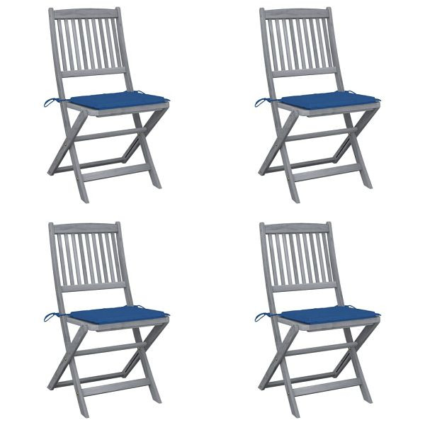 vidaXL Klappbare Gartenstühle 4 Stück mit Kissen Massivholz Akazie, 3064573