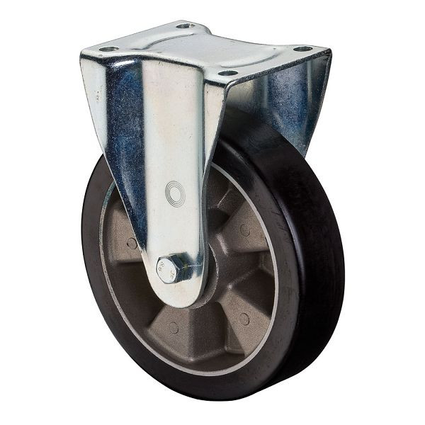 BS Rollen Schwerlastrolle, Bockrolle, Rad-Breite 50 mm, Rad-Ø 160 mm, Tragfähigkeit 500 kg, Guss-Polyurethan 78 Shore A, Aluminum, Kugellager, L610.B91.160