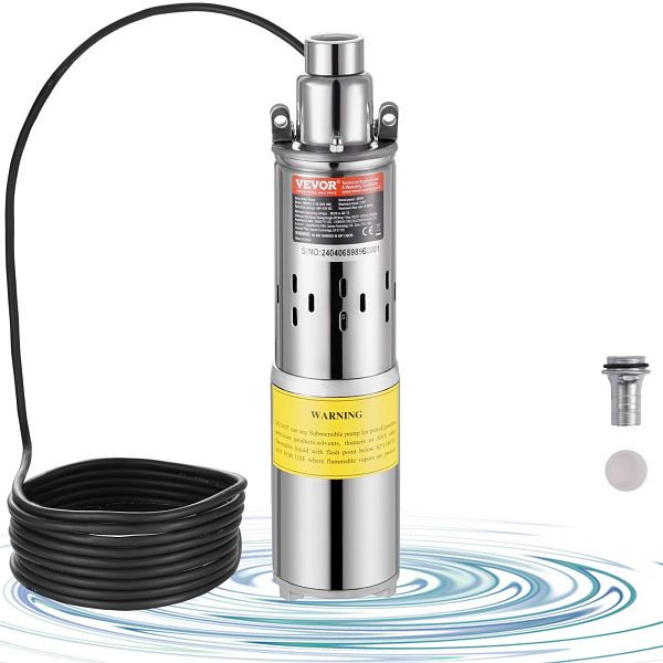 VEVOR Solar-Wasserpumpe, 48V DC, 369W, max. Durchfluss 8,4GPM, max. Förderhöhe 83,29m, solarbetrieben, TYNSB370W84GEGWR5V9
