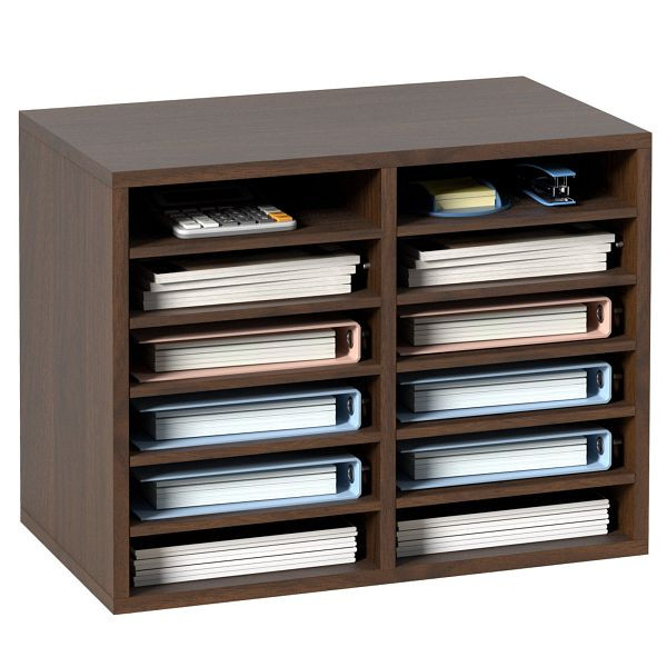 VEVOR Briefablage 12 Fächer Organizer aus MDF, Dokumentenablage Vintage Braun 520 x 305 x 410 mm, MZWJZLFPJBH12X5B4V0