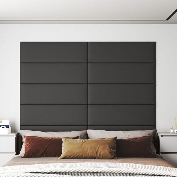 vidaXL Wandpaneele 12 Stück Grau 90x30 cm Kunstleder 3,24 m², 343914