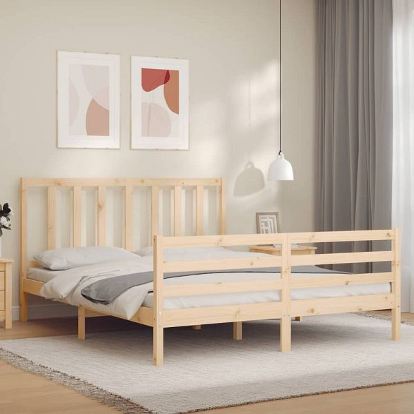 vidaXL Massivholzbett mit Kopfteil 160x200 cm, Top-Qualität, 3193866