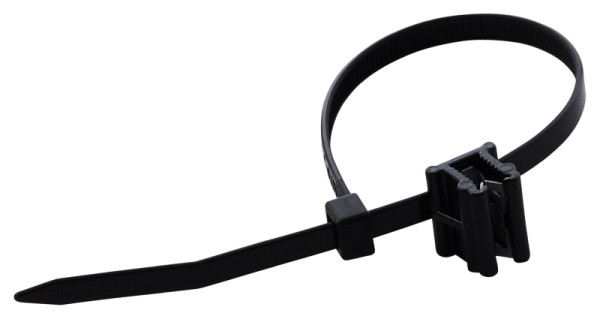 HELLA Kabelbinder, Länge: 200mm, Breite: 4.8mm, Ø von: 0.7mm, Ø bis: 3.0mm, Anschluss oben, quer (schräg), geclipst, schwarz, 8HL 185 549-001